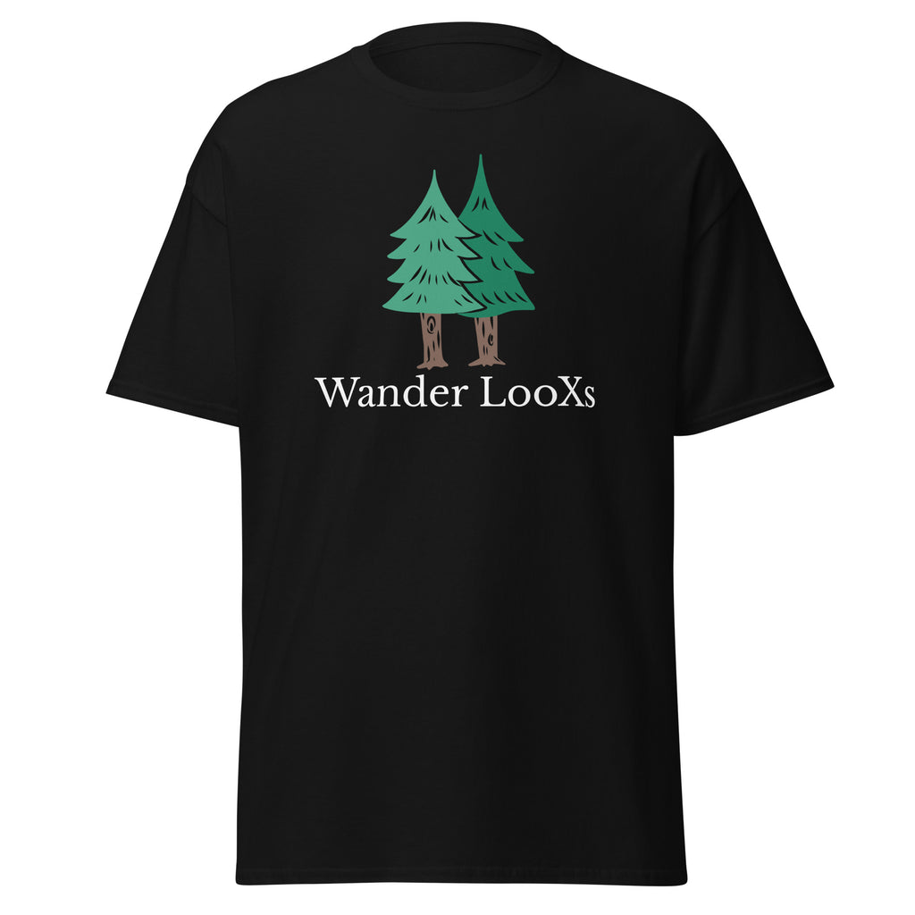 Wander Looxs Shirt schwarz Vorderansicht – Outdoor T-Shirt mit Harz-Design
